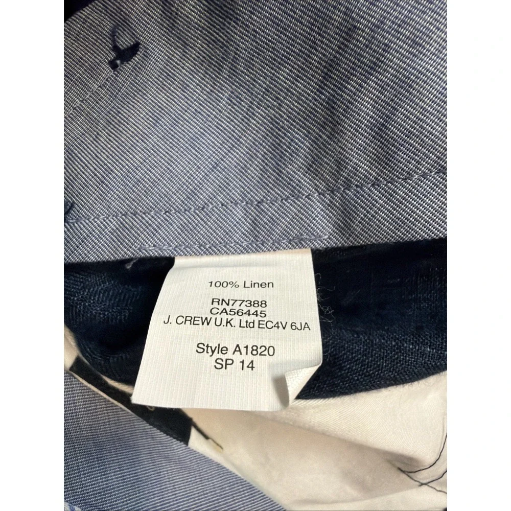 J.Crew Bowery Slim Fit, Baird McNutt Irish Linen Pants Men's 32x30 Navy Preppy